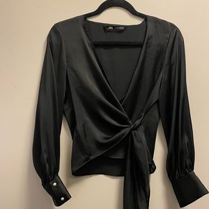 Zara silk tie blouse